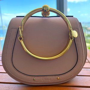 Chloé Nile Small Bracelet Neutral Rose Calfskin Suede Cross Body Bag